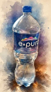 La misma botella convertida en acuarela por ChatGPT con el comando artistic